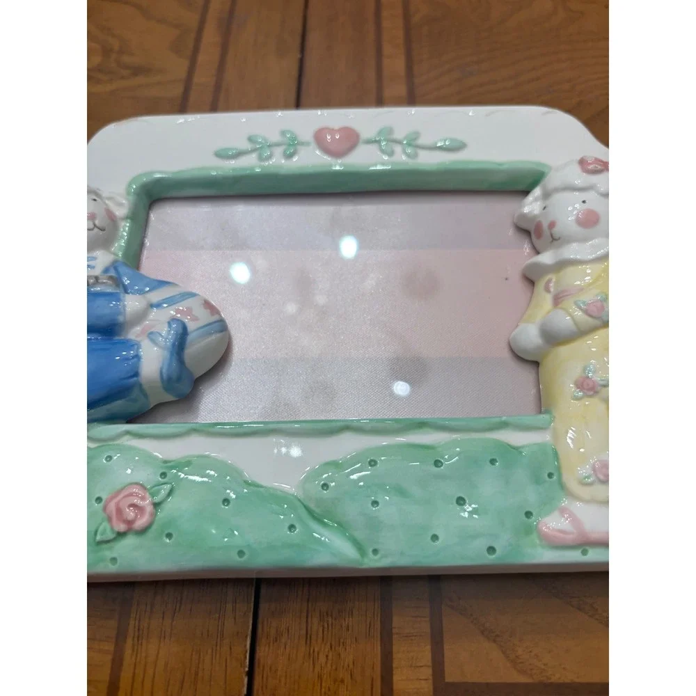 Charpente Lamb Picture Frame Nursery Baby Room Decor Blue Yellow Pink